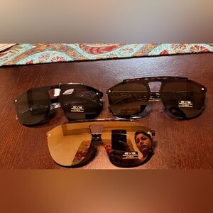 Set of 3 bundle luxury sunglasses UNISEX UV PROTECTION gold metallic lense